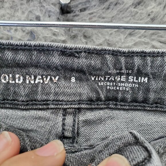 Old Navy Jeans Womens 8 Gray High-Rise Vintage Slim Frayed Hem Denim - Picture 2 of 11